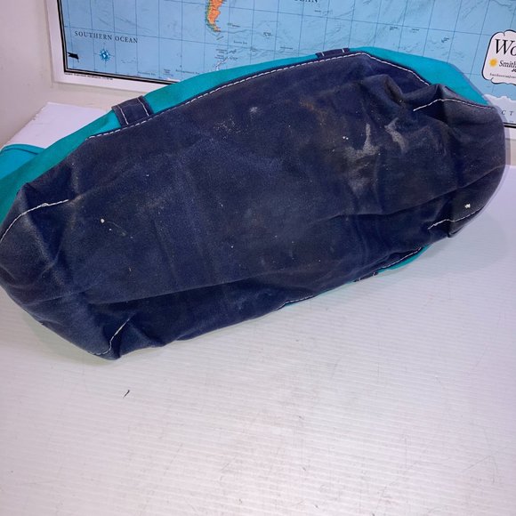 Vintage L.L. Bean Boat & Tote Canvas Bag Teal/Blue "TIPSEA" Embroidered 22x14 - Picture 7 of 12